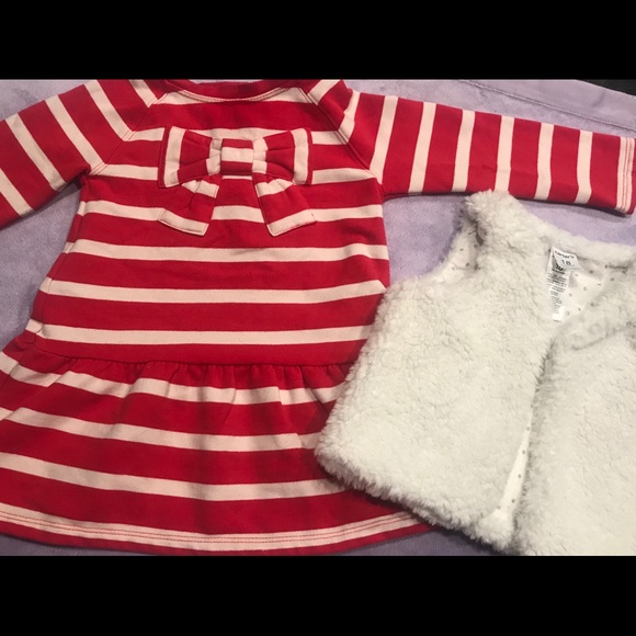 For XMAS Gymboree Dress Candy Stripe with Vest - Picture 1 of 8